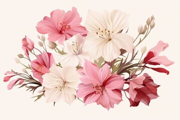 Delicate Pink and White Blooms on Vector Illustration Artwork Generative AI