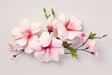 Delicate Pink and White Blooms on Vector Illustration Artwork Generative AI