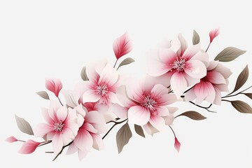 Naklejka na ściany i meble Delicate Pink and White Blooms on Vector Illustration Artwork Generative AI