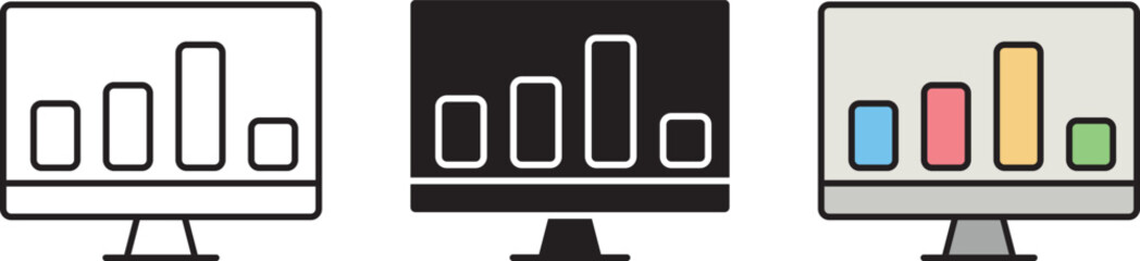 Business chart icon collection symbol vector. Diagram graphic statistics design. Vector illustration