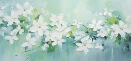 Sunny Whisper of White Blooms: A Gentle Acrylic Floral Painting Generative AI