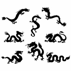 Obraz premium Chinese New Year black dragon silhouette