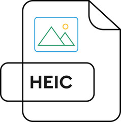 HEIC File Extension icon purple and yellow outline color