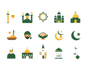 Icons set ramadan islamic festive
