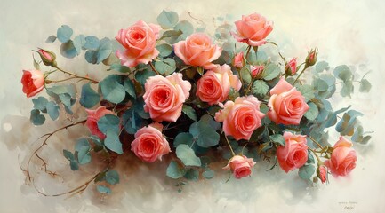 Rose Bouquet for a Valentine's Day Celebration Generative AI
