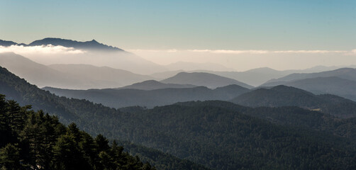 La montagne corse vue depuis le col de Bavella à Zonza, Corse, France