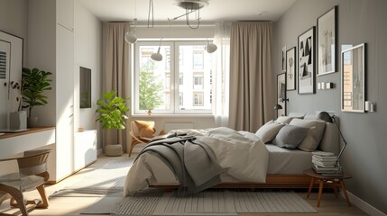 Cozy Urban Bedroom with Art Deco