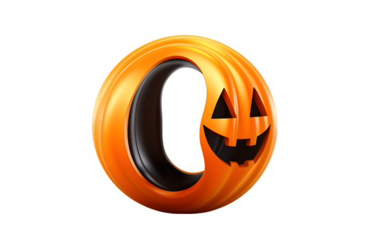 Halloween, Icon, Sammlung, Vektor, schwarz, orange 3d rendring isolated on white background. Generative AI.
