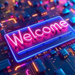 Neon Light Sign saying Welcome illustration
