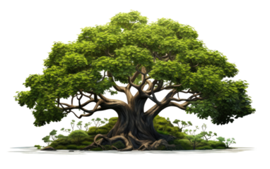 tree kalpataru extending its branches on white or PNG transparent background.