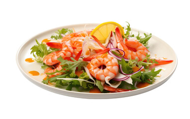 salad seafood plate delicious on white or PNG transparent background.