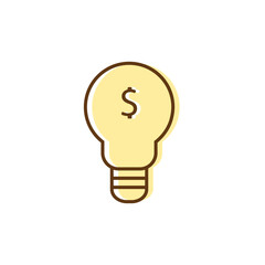 Light bulb line business idea icon vector, isolated on white background.