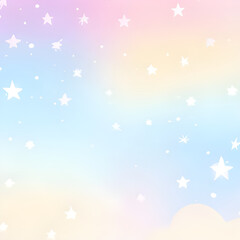 Obraz na płótnie Canvas Illustration of pastel sky with stars and soft clouds.