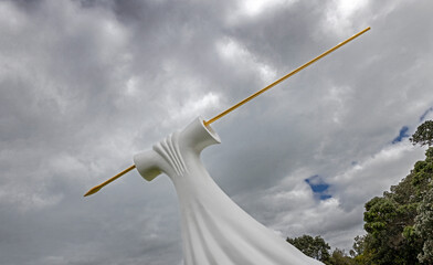 Spear. Marble. Maori art. Sculptures and objects. At the modern art park Devonport Auckland New Zealand