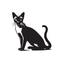 Elegance in Shadows: Siamese Cat Silhouette Series Capturing Feline Grace - Siamese Cat Illustration - Siamese Cat Vector

