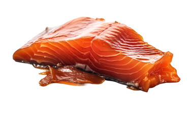 salmon chunk pink smoked on white or PNG transparent background.