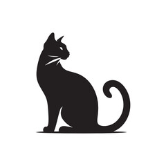 Mysterious Charisma: Siamese Cat Silhouette Set Evoking Enigmatic Beauty - Siamese Cat Illustration - Siamese Cat Vector
