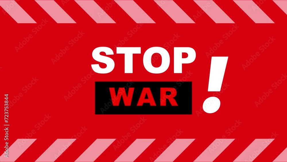 Poster stop war design animation text video with red background