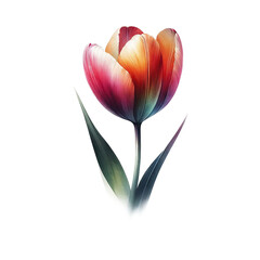 Isolated Watercolor Silhouette: The Tulip's Essence