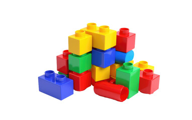 blocks plastic toys for fun on white or PNG transparent background.