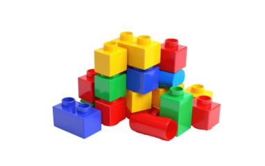 blocks plastic toys for fun on white or PNG transparent background.