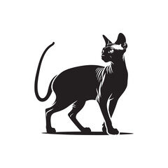 Mysterious Aura: Sphinx Cat Silhouette Series Evoking an Enigmatic Charm - Sphinx Cat Illustration - Sphinx Cat Vector
