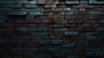 Brick wall background, dark colorful grunge texture or pattern for design, backdrop. Generative ai