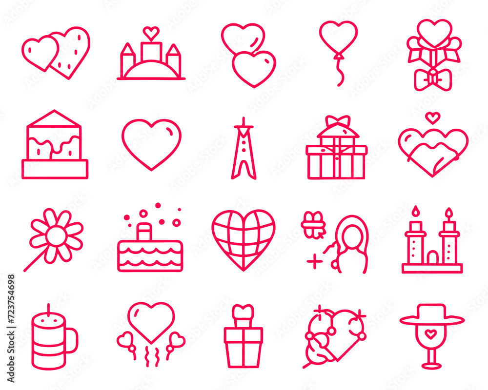 Wall mural valentine icon set vector