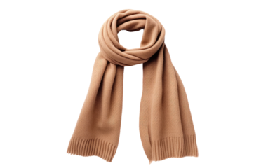 woolen scarf beige for protection on white or PNG transparent background.