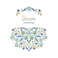 Vector ornamental decorative frame. Luxury east floral border.