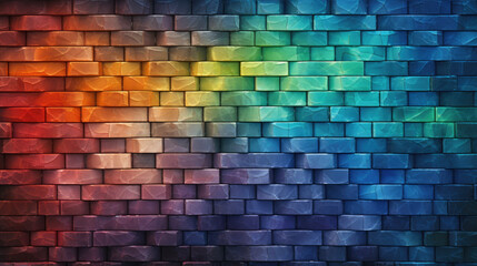 Brick wall background, prismatic colors grunge texture or pattern for design, wallpaper. Generative ai