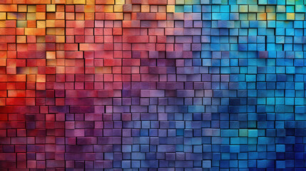 Fototapeta premium Brick wall background, prismatic colors grunge texture or pattern for design, backdrop. Generative ai