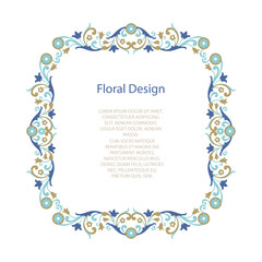Vector ornamental decorative frame. Luxury east floral border.