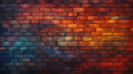 Brick wall background, radiant colors grunge texture or pattern for design. Generative ai