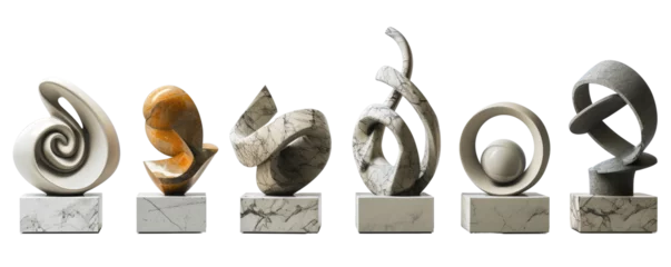 Foto op Canvas generic set of modern abstract decor sculpture in deferent materials for home or public area or reception decoration concepts isolated on white png background - Generative AI © Lens Legends
