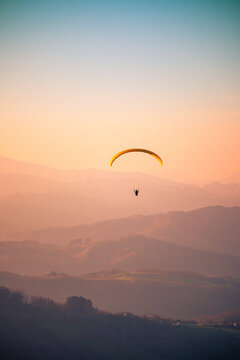 paragliding in the sunset
