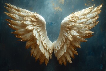 Golden Angel Wings Generative AI - obrazy, fototapety, plakaty