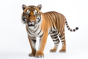 Brown black striped Tiger isolated white background