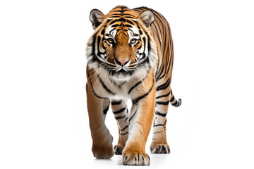 Fototapeta premium Brown black striped Tiger isolated white background