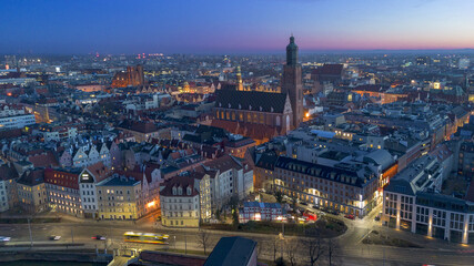 Evening panorama of Wroclaw, Poland. - 723756865