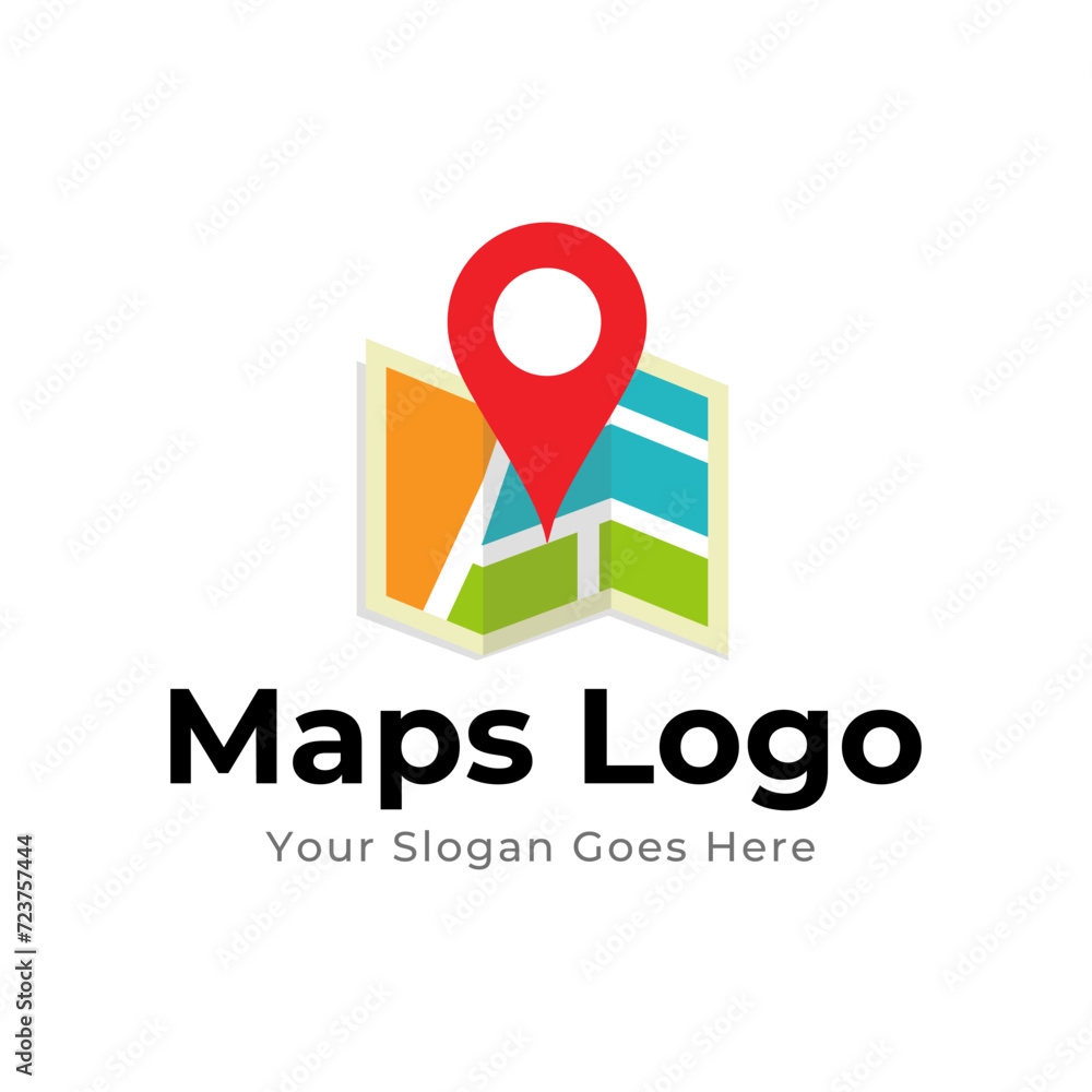 Poster map pin logo design element. map pin location icon logo design