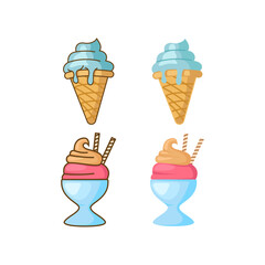 Ice cream shop logo badges and labels, gelateria signs. logotypes for cafeteria or bar.