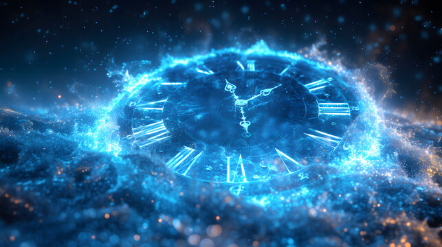 Clock on fire, time's burning end in fiery clock image