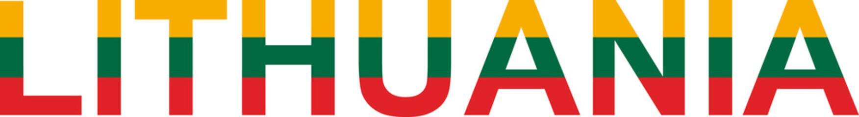 Lithuania word in flag style - obrazy, fototapety, plakaty