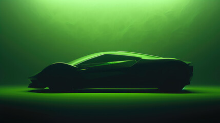 Shadowed Elegance: Futuristic Auto in Verdant Glow