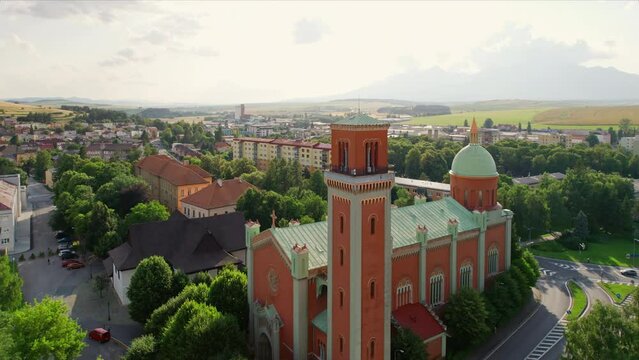 Aerial view of the Evangelical Church in Kezmarok town, Eastern Slovakia. 