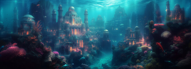 Obraz na płótnie Canvas Lumina: Where City Meets Reef in an Ocean Symphony