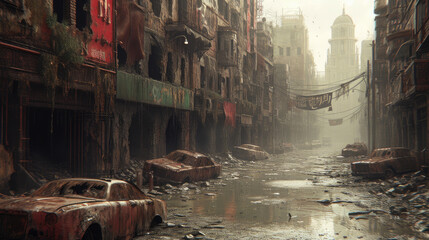Post-Apocalyptic Urban Decay: Ruined Street and Sewer