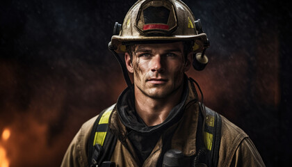 Close-up photo of male firefighter