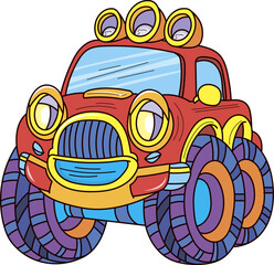 Coloring page outline of the cartoon big truck car. Colorful vector illustration, summer coloring book for kids.  © Steiser